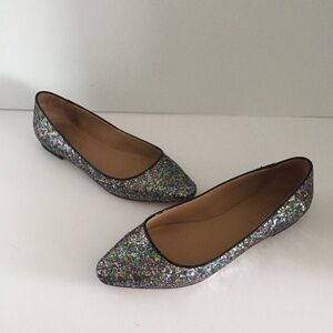 Talbots Women Flats Slip-On Pointy Toe Shoes Sparkly Bling Glitter Colorful 7M